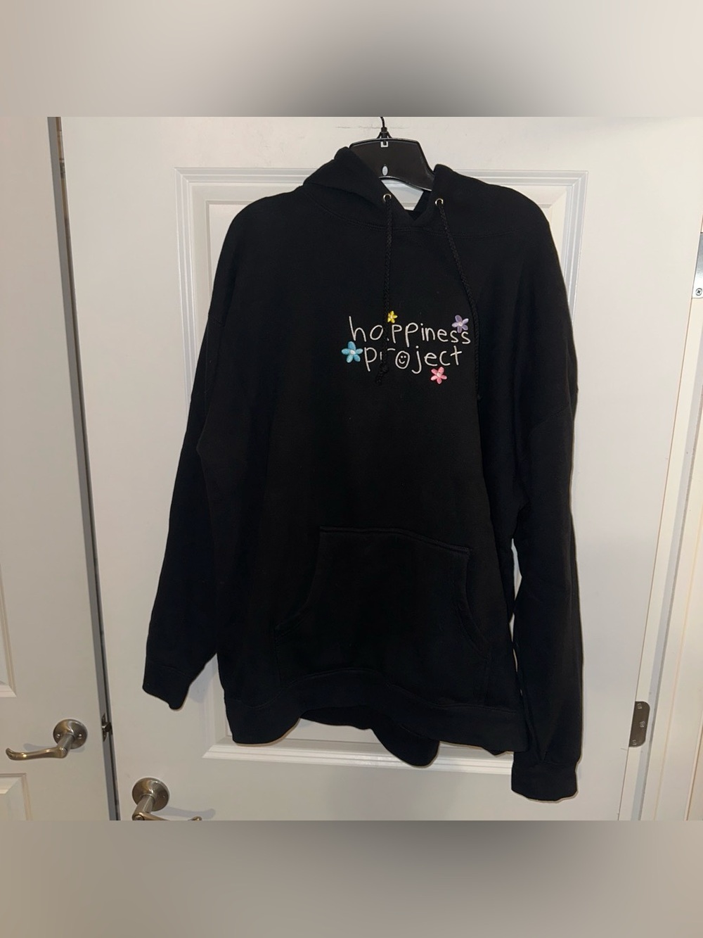 Happiness Project Black Floral Print Hoodie Sweatshirt